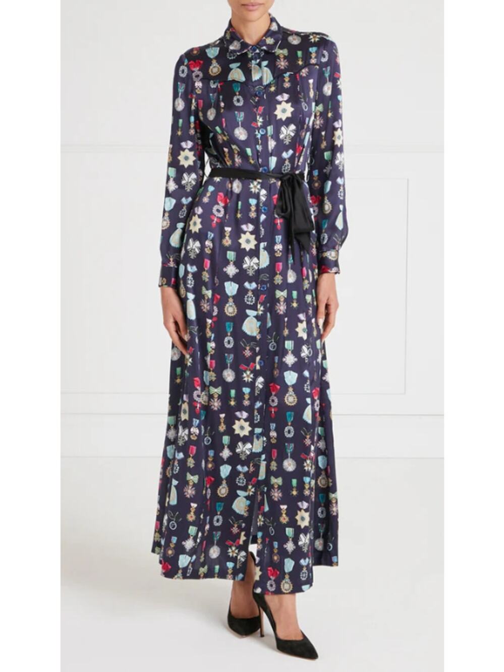 Temperley London Gloriette Silk Midi Dress NWT US 10 UK 14 Harbour Blue NO BELT